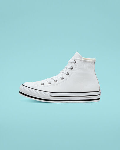 Leather Chuck Taylor All Star Platform White/White/Black
