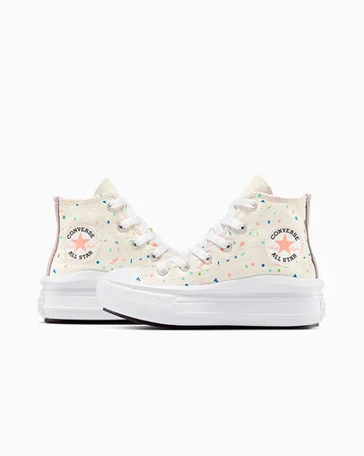 Chuck Taylor All Star Move Platform Confetti Egret/White/Neon Salmon, Detail Angle View