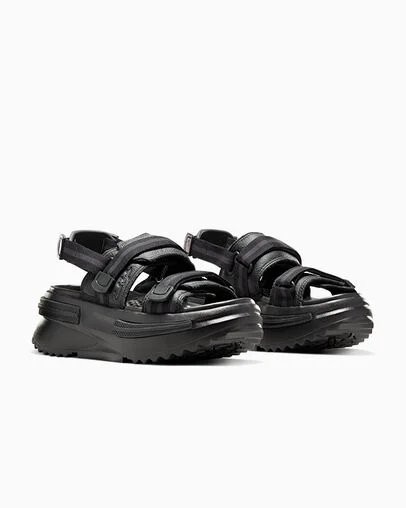 Run Star Utility Sandal CX Black/Black/Black, Top and Side View