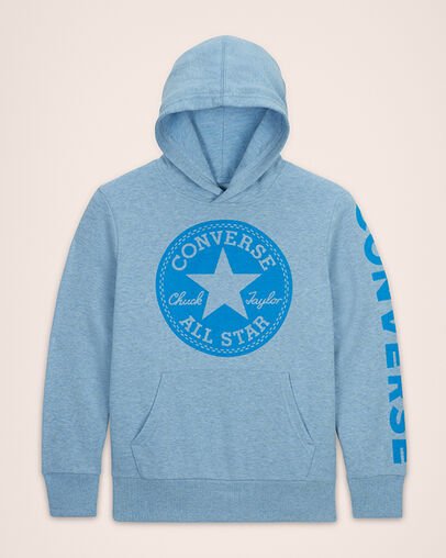 Heathered Chuck Taylor Patch Pullover Hoodie Light Blue Heather, Detail View