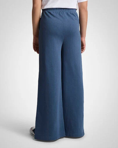 Vented Wide-Leg Pants Slacker Blue, Back View