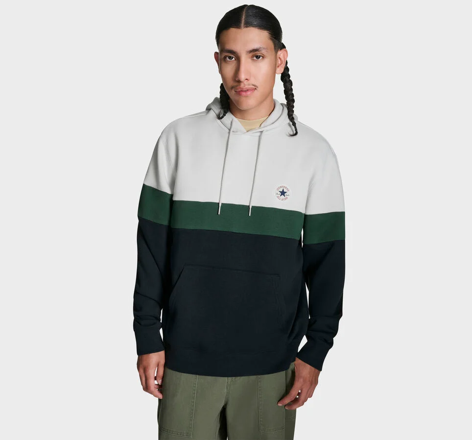 Color Block Pullover Hoodie Grey Multi