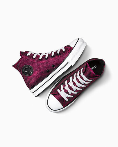 Chuck Taylor All Star Platform Lift Sparkle Prime Pink/White/Black, Angled View
