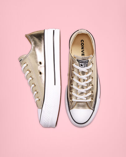 Metallic Canvas Platform Chuck Taylor All Star Gold/Black/White