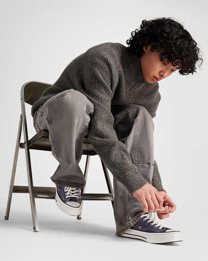 Chuck 70 Canvas Cold Stare/Egret/Black, On Foot Shot 2