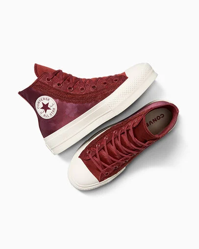 Chuck Taylor All Star Lift Platform Floral Satin Rottin Apple/Egret, Angled View