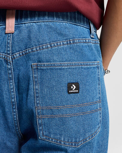 Open Hem Baggy Denim Pants Med. Light Indigo