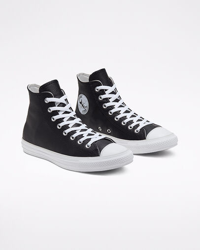 Seasonal Color Leather Chuck Taylor All Star Black/White/Mouse