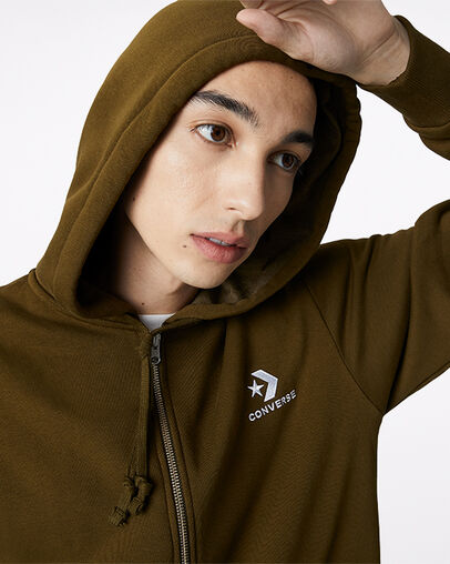 Star Chevron Embossed Full-Zip Surplus Olive