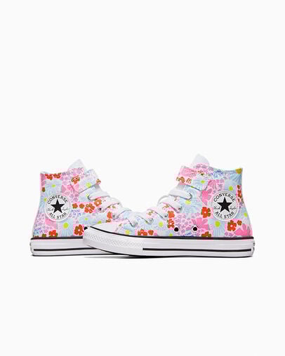 Chuck Taylor All Star Easy On Floral White/True Sky/Oops Pink, Detail Angle View