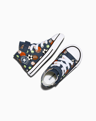Chuck Taylor All Star Easy-On Sports Navy/Orange/Unerthed, Angled View