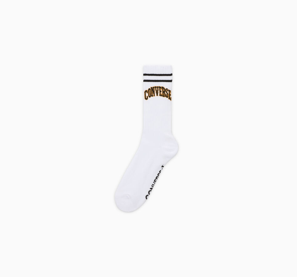 Arched Logo Crew Socks White