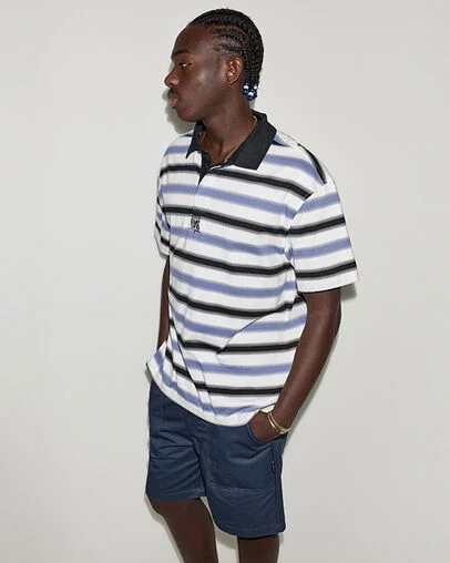 CONS Script Stripe Polo Shirt Indigo Storm Multi, Back View