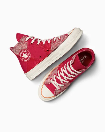 Chuck 70 Lunar New Year Patchwork Red/Fever Dream/Egret, Angled View