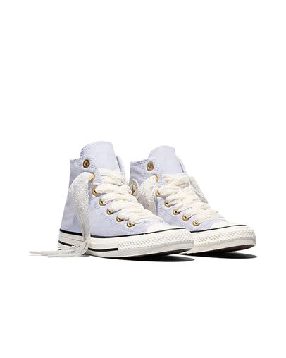 Chuck Taylor All Star Lace Almost Lavender/Gold, Top and Side View