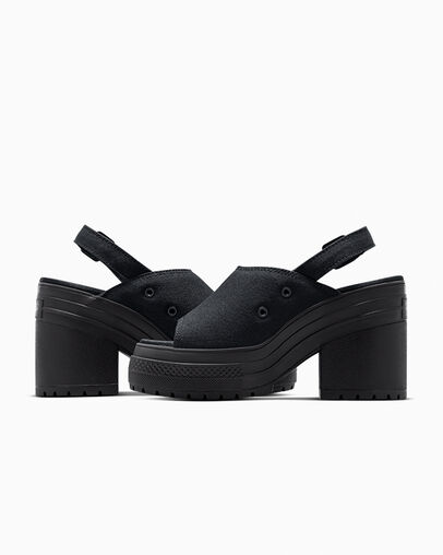 Chuck 70 De Luxe Heel Sandal Platform Black/White/Black, Detail Angle View
