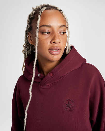 Polar Fleece Oversized Hoodie Deep Bordeaux, Detail View