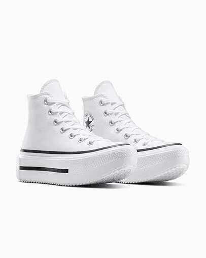 Chuck Taylor All Star Lift Double Stack Platform Canvas White/Black/White, Top and Side View