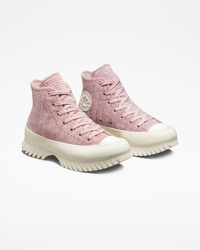 Chuck Taylor All Star Lugged 2.0 Velour Stone Mauve/Saddle/Egret, Angled View