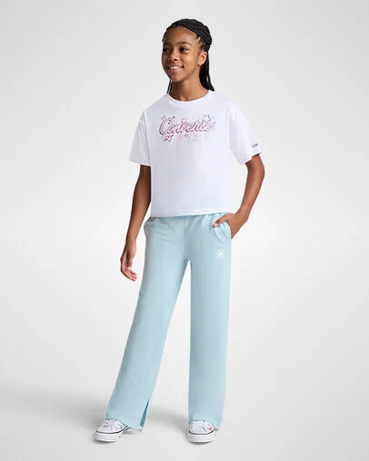 Chuck Taylor Patch French Terry Flared Pants Rained Out Blue, Full Body View