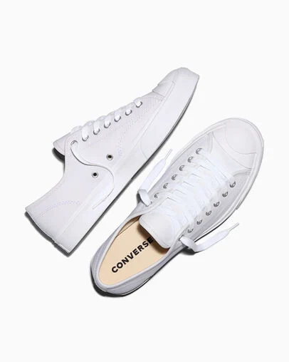 Jack Purcell Leather White/White/White, Angled View