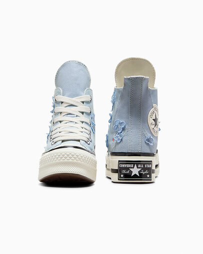 Chuck 70 Plus 3D Flowers Cloudy Daze Grey/Egret/Black, Heel View