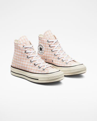 Chuck 70 Gingham Cheeky Coral/White/Egret, Angled View