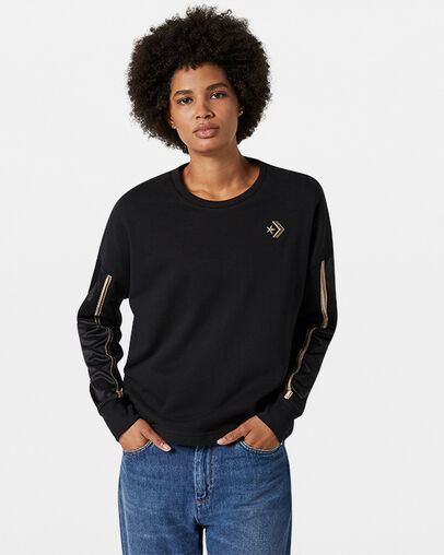 Colorblock Shine Oversized Crew Converse Black