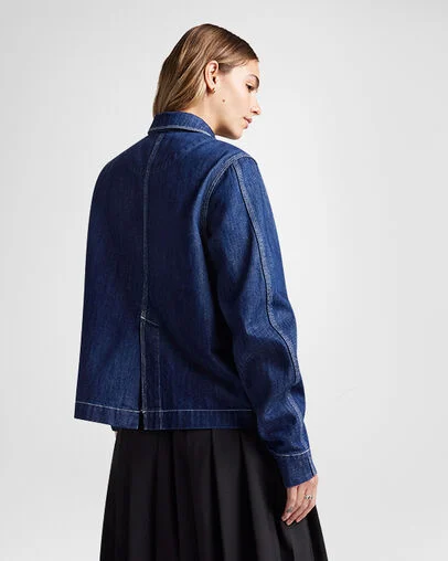 Denim Work Coat Rigid Resin Denim, Back View