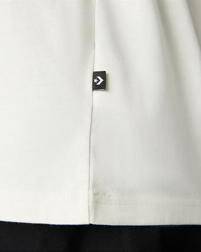 Oversized Wordmark Ringer Crew Neck Short Sleeve T-Shirt Egret, Detail View