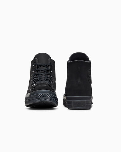 Chuck 70 Marquis Nubuck & Suede Black/Black/Black, Heel View