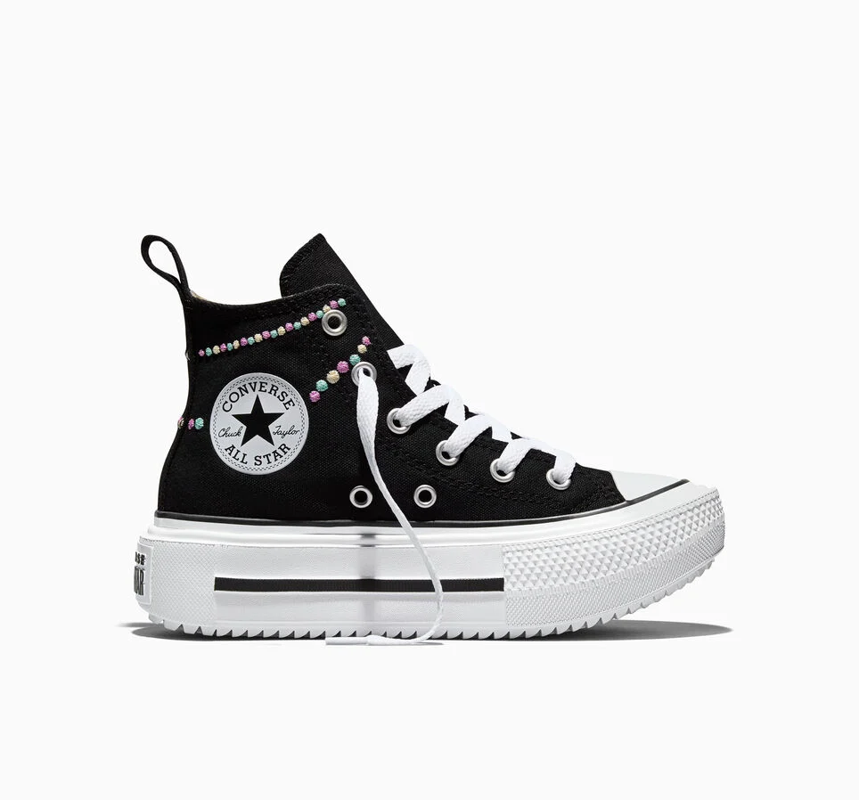 Chuck Taylor All Star Lift Platform Embroidered Polka Dots Black/Lt. Shocking Orchid Pink/White