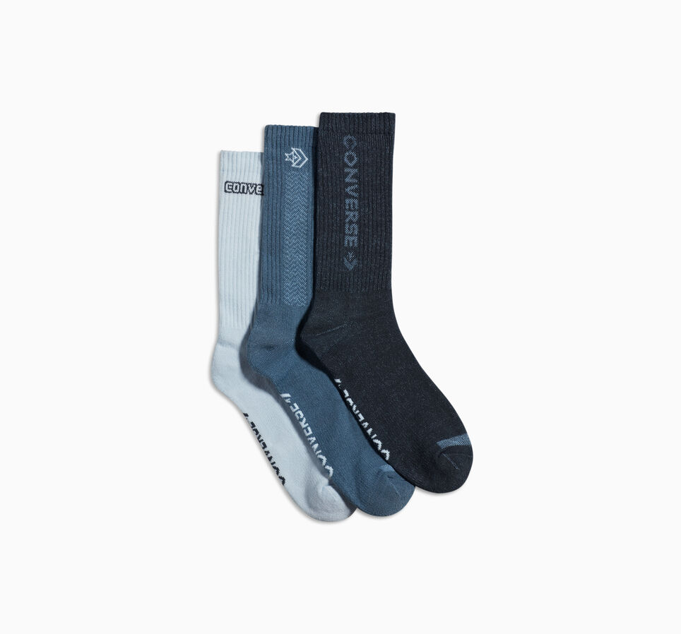 3-Pack Herringbone Crew Socks Blue