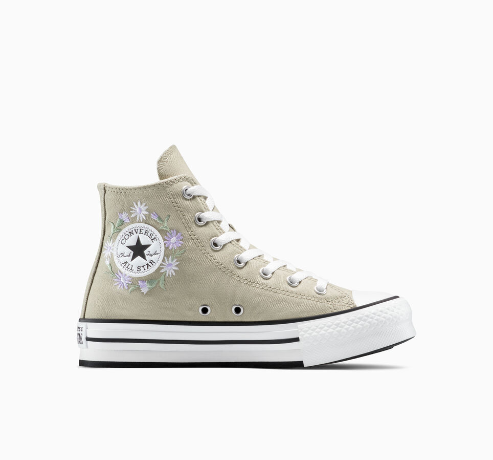 Chuck Taylor All Star EVA Lift Platform Embroidered Florals Pale Surplus/White/Violet Heat