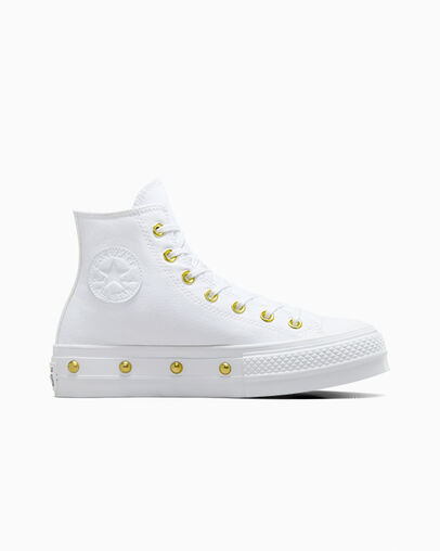 Chuck Taylor All Star Lift Platform Star Studded White/White/Gold, Outer Side View
