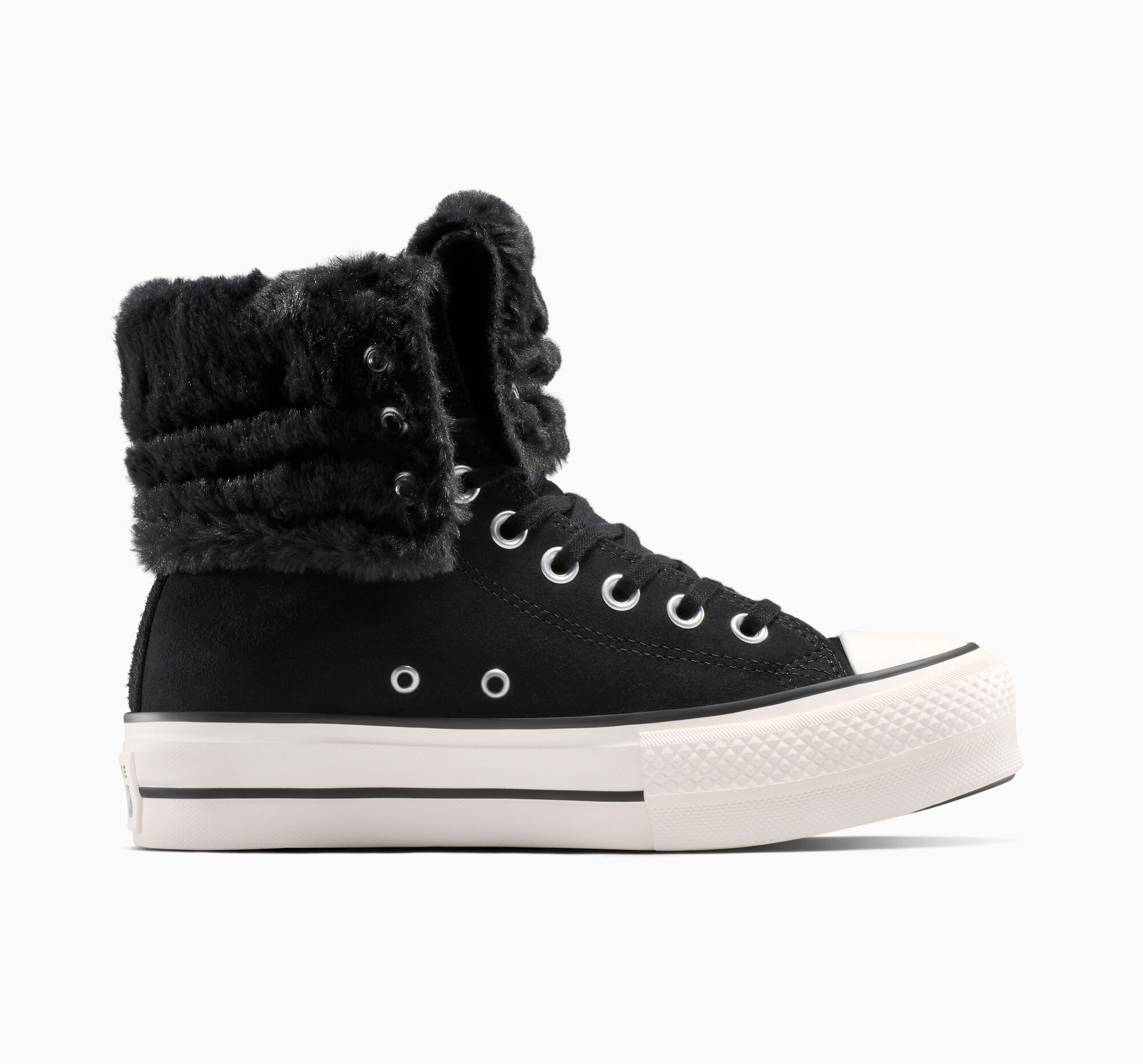 BoTT× CONVERSE 25.5 Chuck Taylor All Star Fold-Over Lift Platform XHi Faux Fur Women's