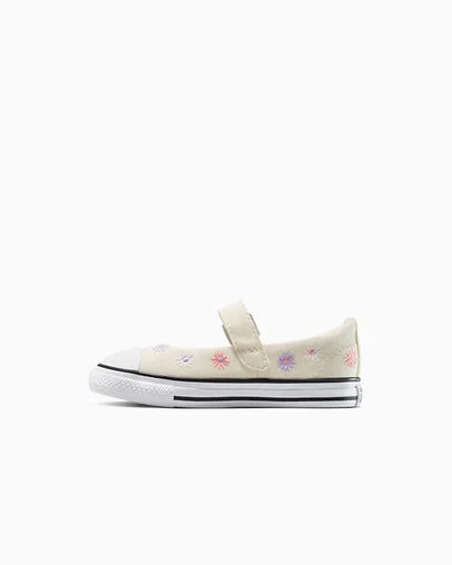 Chuck Taylor All Star Dainty Mary Janes Easy-On Floral Embroidery Egret/White/Black, Inner Side View