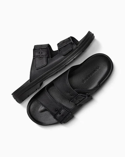 Chuck Taylor All Star Lugged Flatform Sandal Black/Black/Black, Angled View