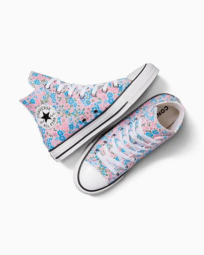 Chuck Taylor All Star Mini Flowers White/Gnarly Blue, Angled View