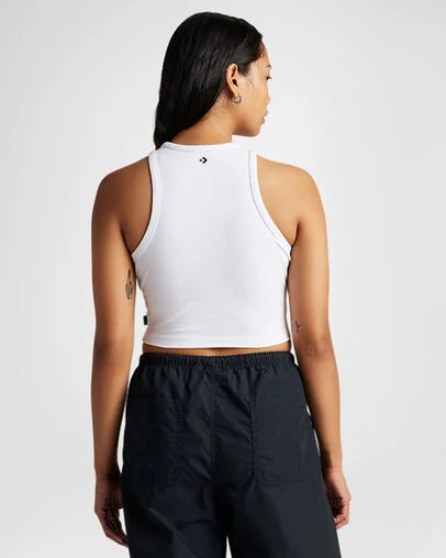 Knit Tank Top White, Back View