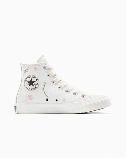 Chuck Taylor All Star Embroidered Flowers Vintage White/Egret/Silver, Outer Side View