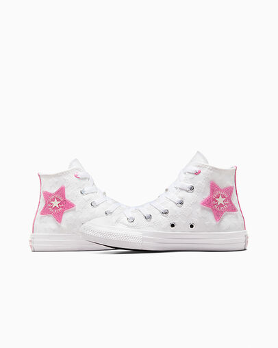 Chuck Taylor All Star Sparkle White/Oops Pink/White, Detail Angle View