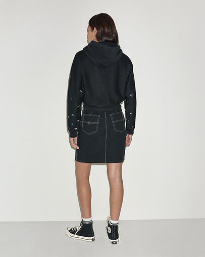 Florals Long-Sleeve Hoodie Converse Black, Detail View