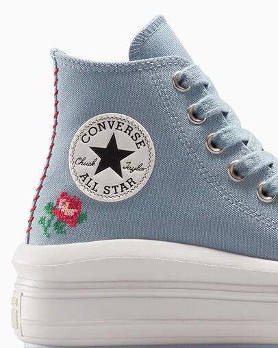 Chuck Taylor All Star Move Platform Rose Cross Stitch Wet Stone/Wet Stone, Detail Angle View