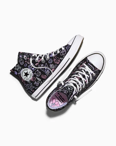 Converse x Hello Kitty&reg; and Friends Chuck Taylor All Star My Melody&trade; & Kuromi&trade; Black/White/Brown, Angled View