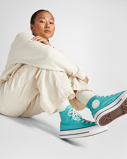 Chuck Taylor All Star Lift Platform Stars Ocean Drip/White/Black, On Foot Shot 2