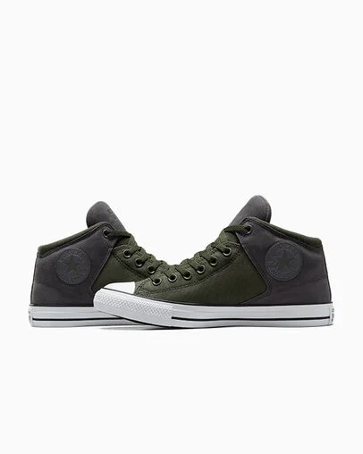 Chuck Taylor All Star High Street Suede & Canvas Cave Green/Dark Matter/White, Detail Angle View