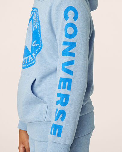 Heathered Chuck Taylor Patch Pullover Hoodie Light Blue Heather
