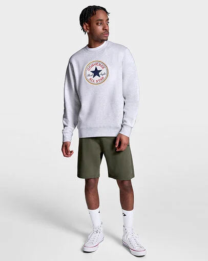 Chenille Patch Heritage Crew Neck Lt Grey Heather, Back View