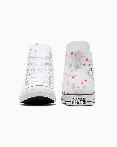 Chuck Taylor All Star Sparkle White/Prime Pink/White, Heel View